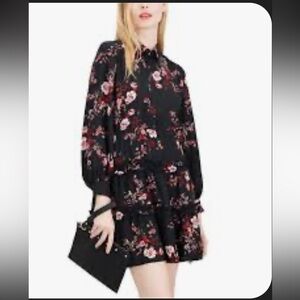 Maison Jules mini Floral Black Dress new